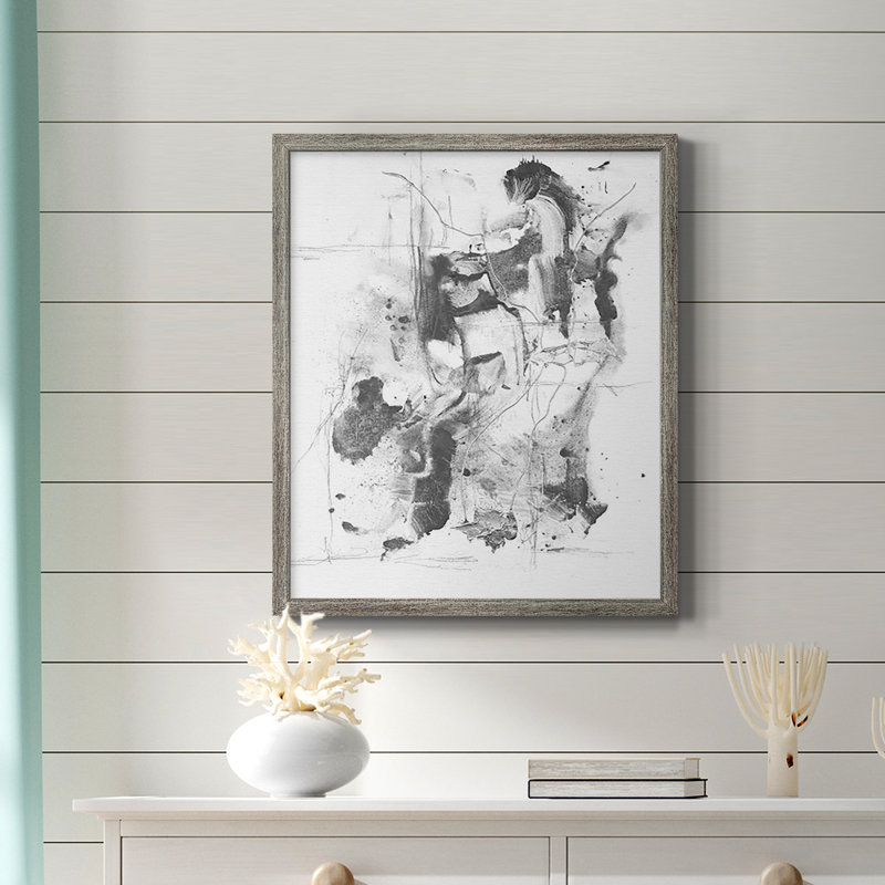 Graphite abstrait I, toile encadrée de qualité supérieure - prête à être accrochée, H 24 po x l 20 po, Gris