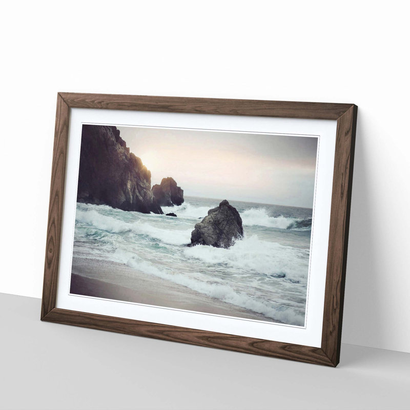 Beach Seascape - Single Picture Frame Print, Walnut