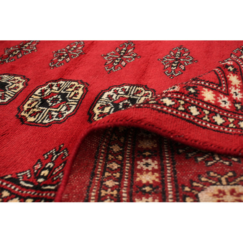 Tapis unique en laine noué à la main style Bokhara des années 2010 de 8 pi 1 po x 10 pi rouge / brun / ivoire Haytug