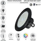 100W UFO High Bay LED Lights 5700K Cool White, 14500 Lumens, UL & DLC Approved Commercial Plug And Play UFO High Bay Lights For Warehouse Pack Of 10