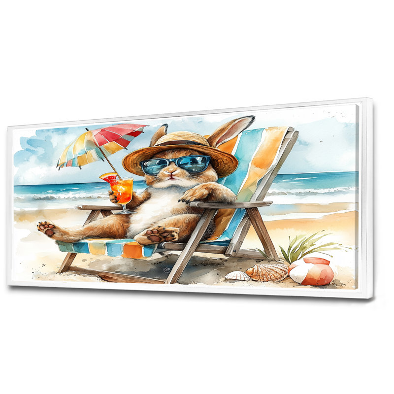 Sayler - art mural animaux côtiers, Toile encadrée flottée blanche, H 28 po x l 60 po x P 1,5 po