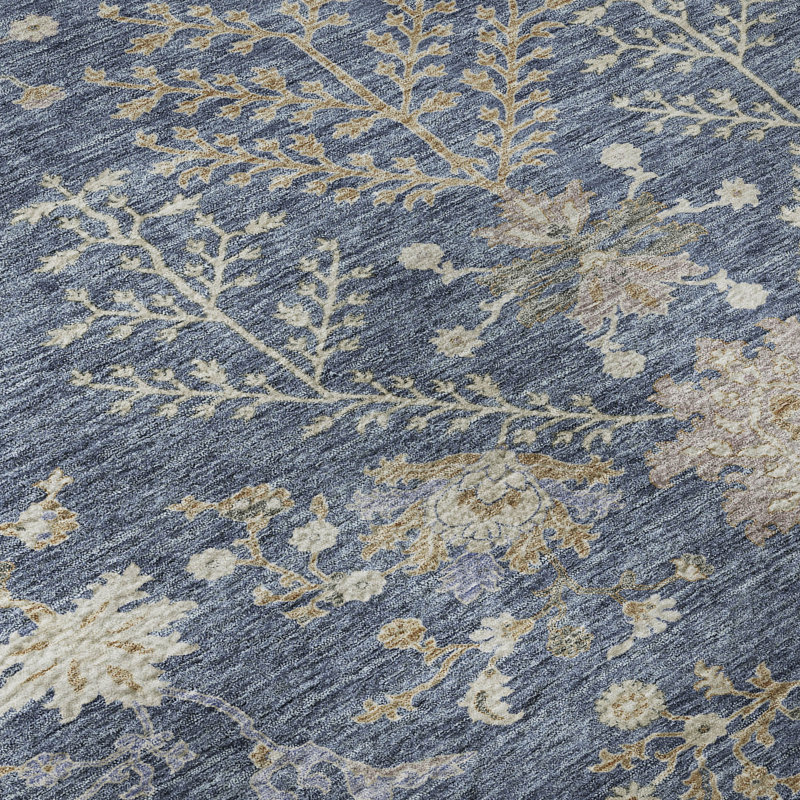 Premium Machine Washable Gurubaksh AMF1156 Floral Rug, Rectangle 3' x 5'