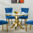 White Marble Dining Table, Luxurious 44.88" Circle Dining Room Table with Printed Marble Top and Stainless Steel Pedestal, Modern Round Kitchen Table for 6-683138982