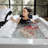 71 In. Alcove Whirlpool Air Combination Bathtub Rectangular Bath With Left Drain - Black Tub Filler In White