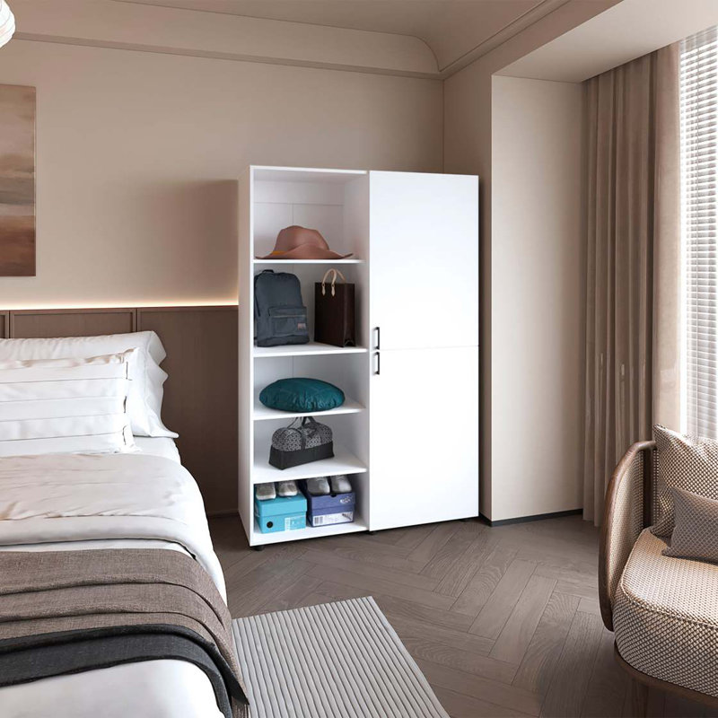 Armoire blanche à 2 portes avec rangement ouvert, Blanc
