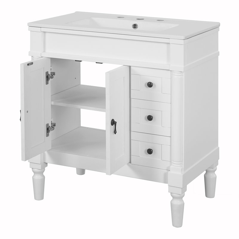 Ensemble d'armoire de rangement pour salle de bain, Blanc