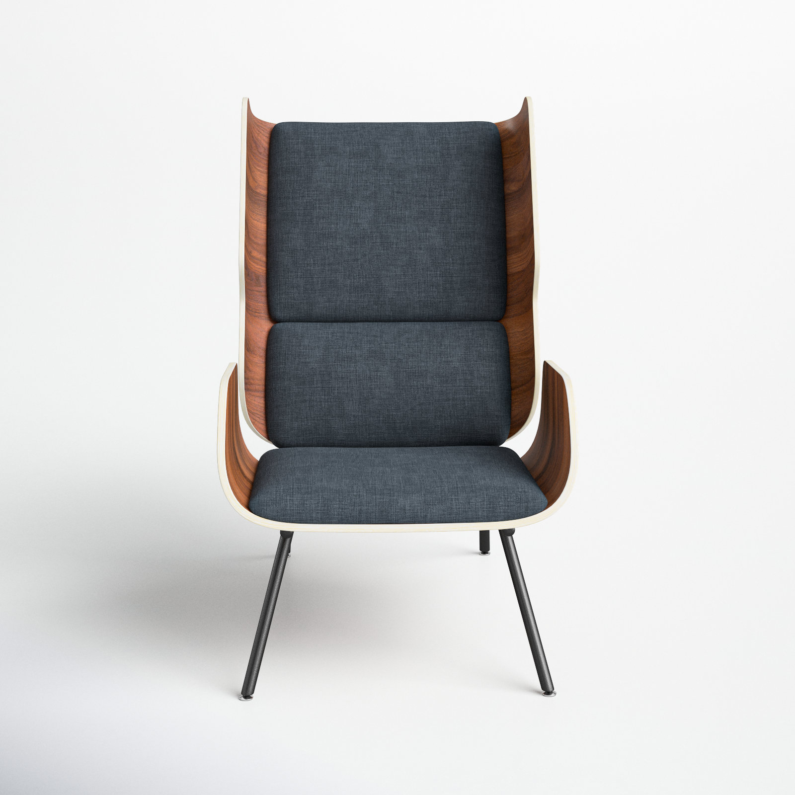 Elk Wingback Chair, Laurentian Onyx Performance Twill, White