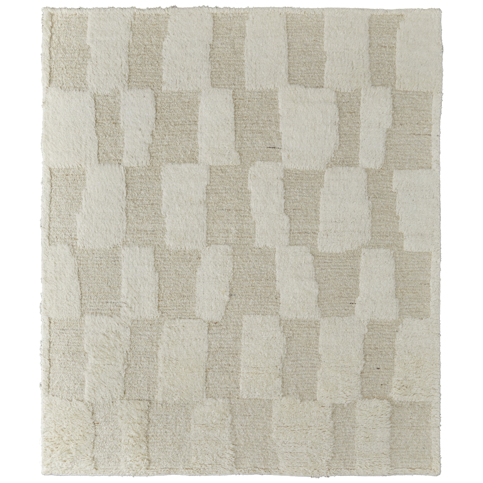 Jalaycia Handmade Wool Tan Rug, Rectangle 3'6" x 5'6"