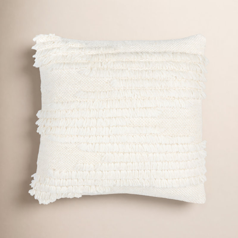 Emberly Ruffled Cotton Reversible Throw Pillow, No Fill, 18" x 18"