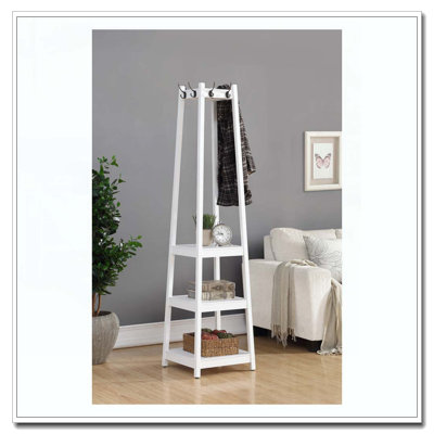 Coat Rack W/ 3-Tier Storage Shelves