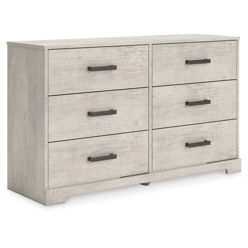 Gray Oak Grain 6-Drawer Modern Farmhouse Dresser