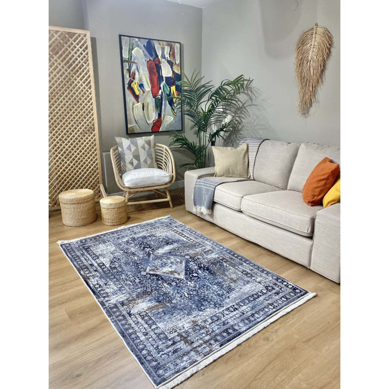 Tapis en coton Landree avec envers antidérapant, Rectangle 4 pi 3 po x 4 pi 11 po