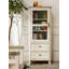 Présentoir en bois massif 55 po blanc et armoires en porcelaine