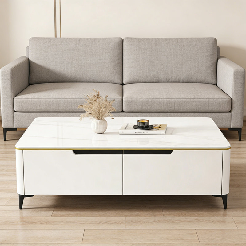 Table basse Modern, Blanc, H 16,5 po x L 55,1 po x l 27,6 po