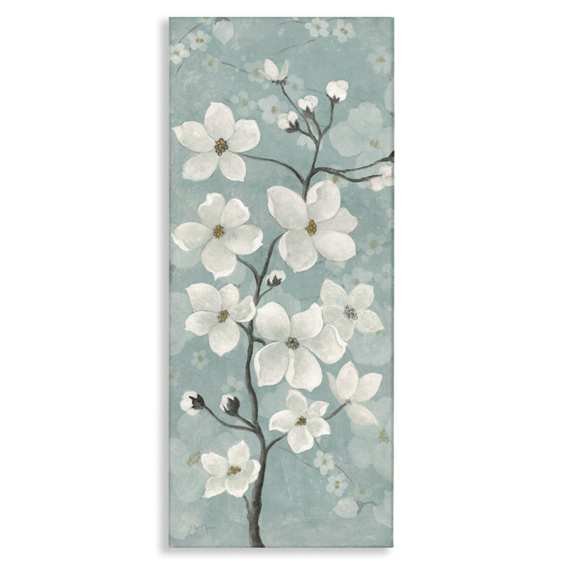 Apple Blossom on Green Canvas, design by Janet Tava, 24" H x 10" W