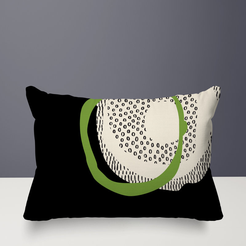 Coussin lombaire réversible intérieur / extérieur Vikka, H 18 po x l 25 po, Chartreuse / noir / blanc cassé