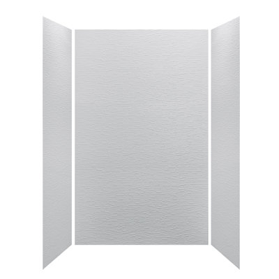 Matte White Textured 60"W x 75/96 "H 3-Piece Premium Solid Surface Tile-Design Tub & Shower Wall Panel Surround Kit – Easy to Install, Trimmable, 1/8" (3mm) Thick
