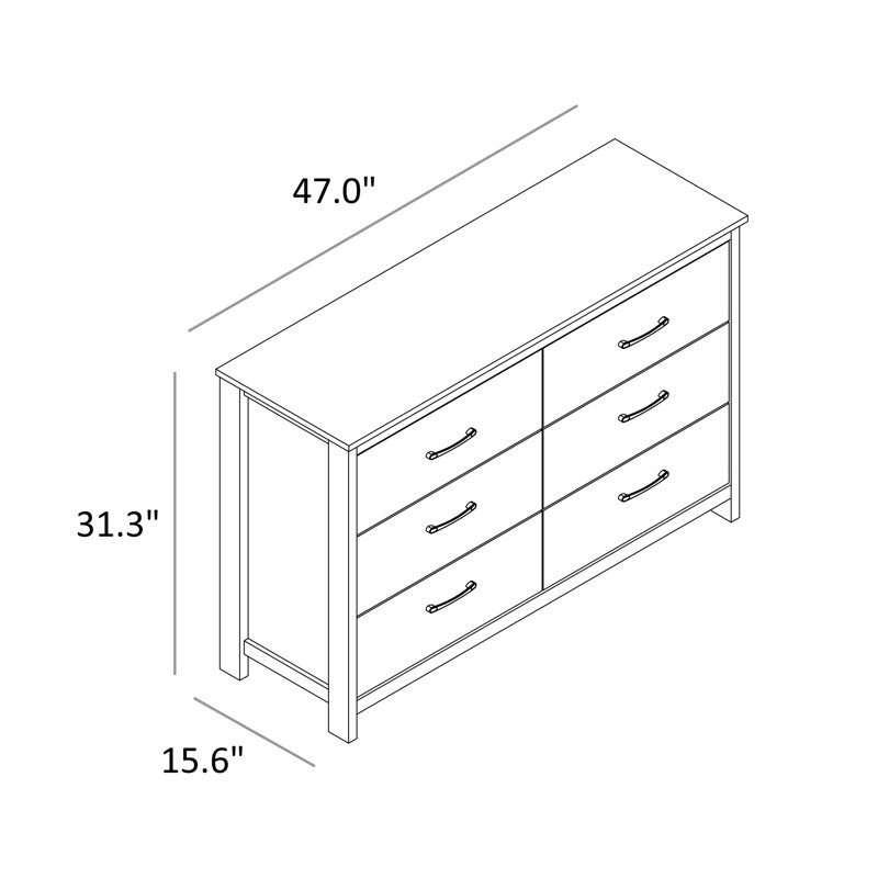 Commode 6 tiroirs Allysyn, Chêne gris cendré