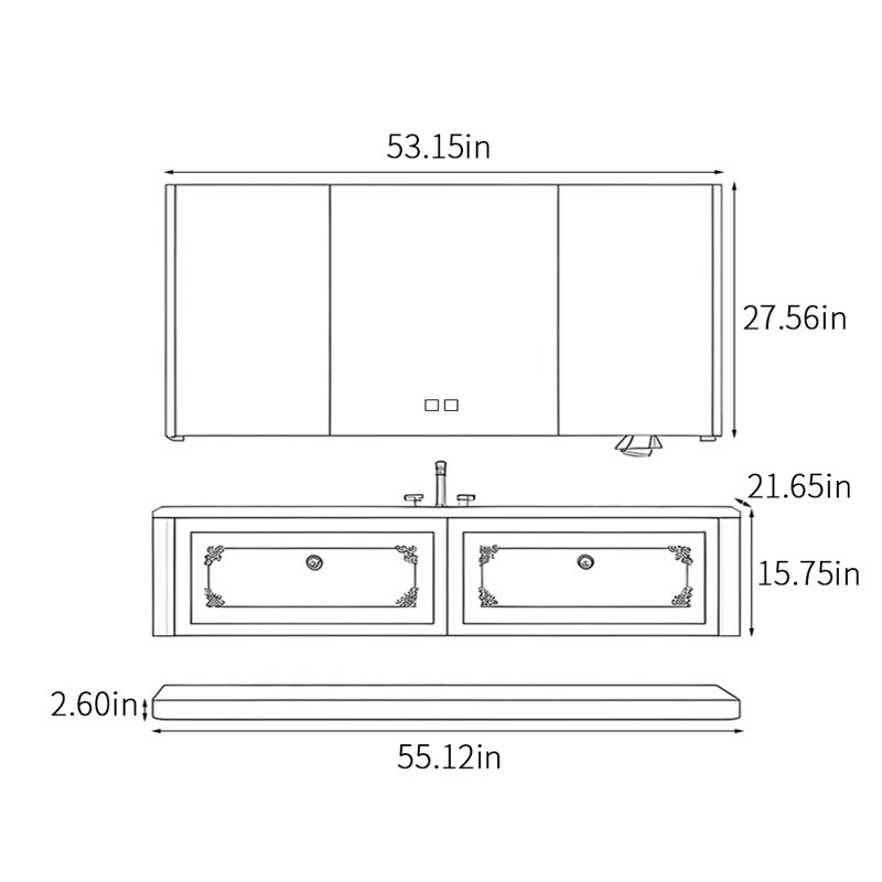 American-style light luxury bathroom cabinet, Green, 18.35" H x 55.12" W x 21.65" D