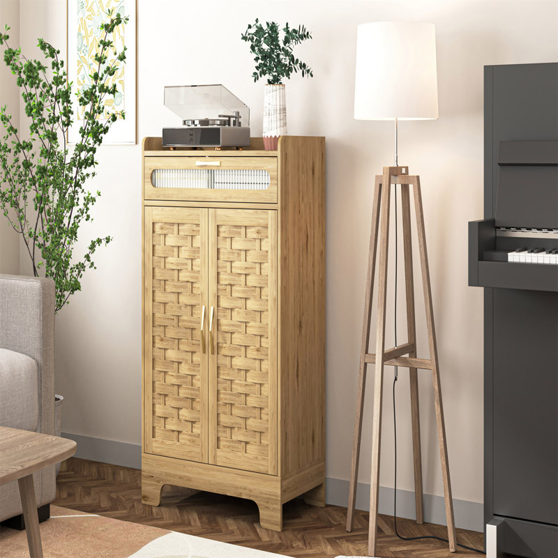 Coffee Bar Cabinet, Modern Farmhouse Buffet Sideboard  with Drawer and Adjustable Shelf