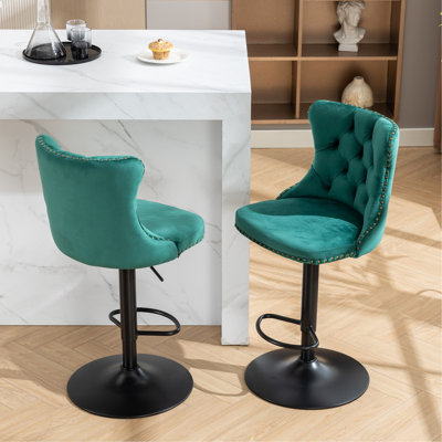 Hauteur ajustable, revêtement en velours, base de 17,7 pouces, hauteur des sièges 25 à 33, 2 en velours pour la maison et le pub, pouces, dossiers confortables, pub à base stable,