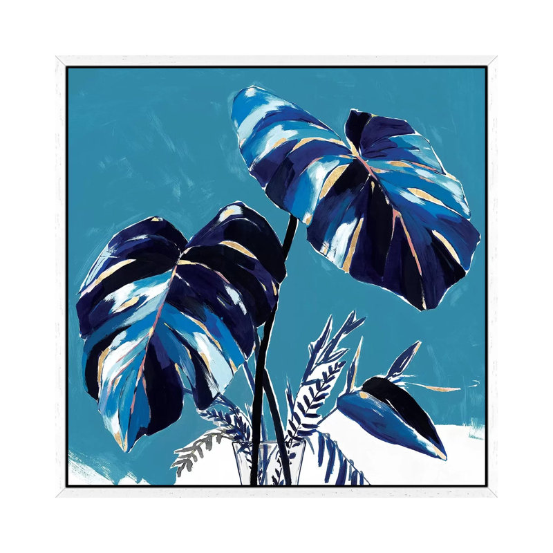 Swaying Palms II by Isabelle Z - Painting on Canvas, White Framed, 45.72 cm H x 45.72 cm W