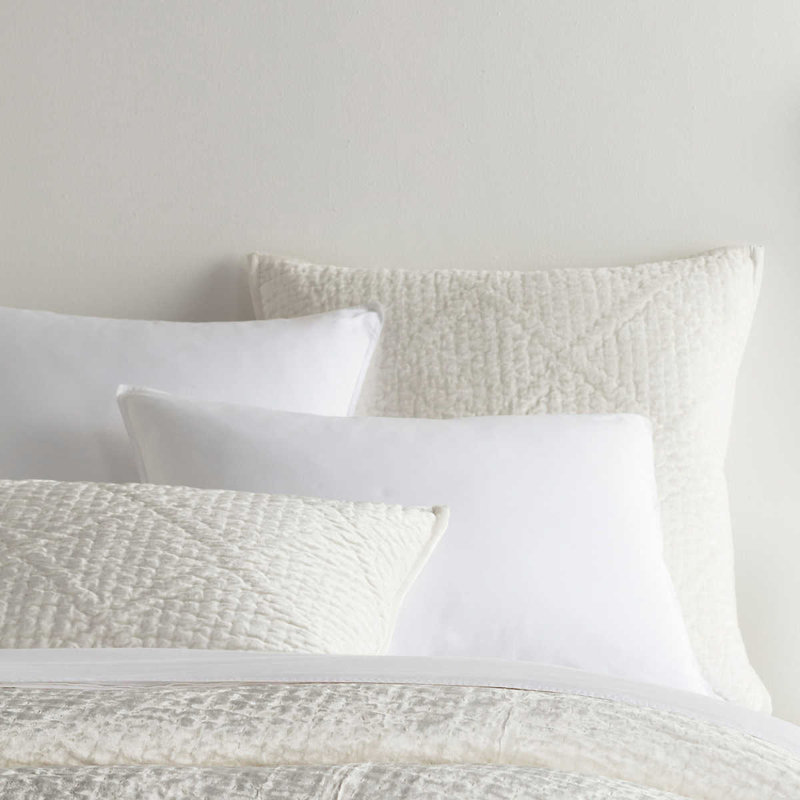 Parisienne Velvet Quilted Sham, Euro, Dove White