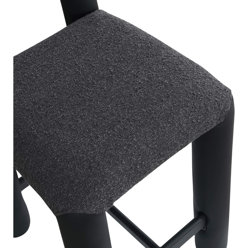 Amari Stool, Vegan Leather & Boucle Fabric, Black