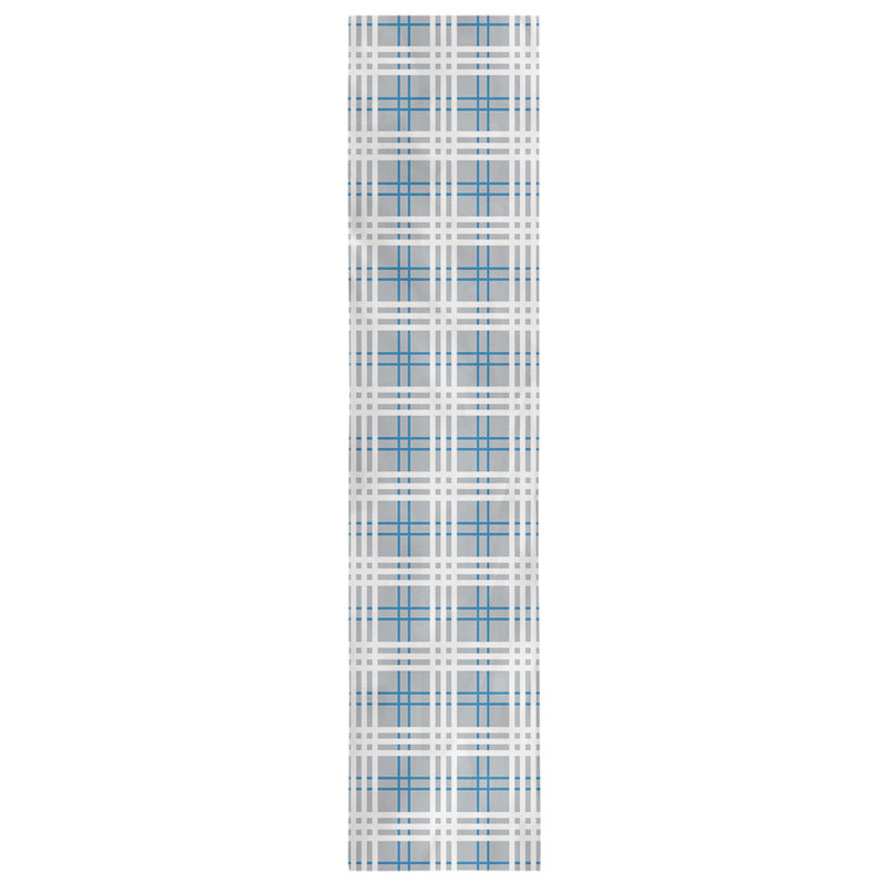 Paid Polyester Table Runner, 72" L x 16" W, Silver/Honolulu Blue/White