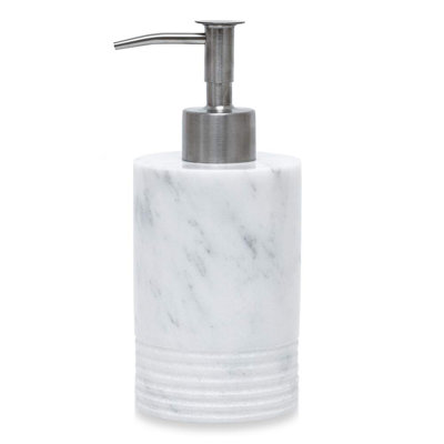 Marble Soap Dispenser with Stainless Steel Pump, 1-Pack, (White)