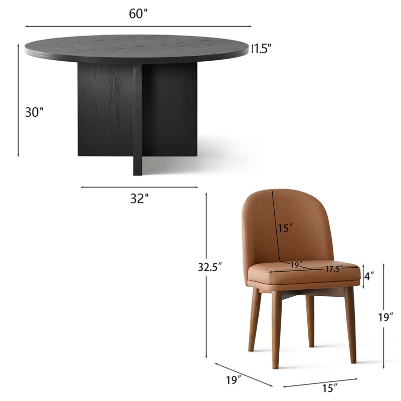 7-Piece 60" Large Round Kitchen Table Set