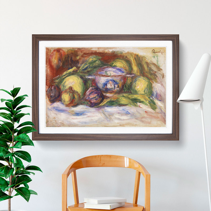 Figs and Apples by Pierre-Auguste Renoir - Picture Frame Painting, 36cm H x 48cm W x 2cm D, Walnut Framed