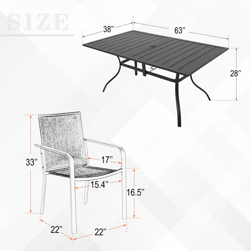 Ensemble repas extérieur pour 6 personnes, Beige