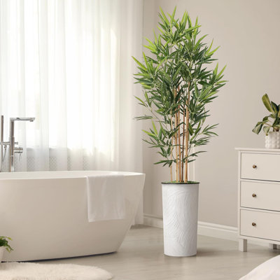 Artificial Tree in Geometric Pattern Planter Fake Bamboo Silk Tree (Plant Pot Plus Tree)