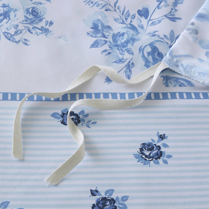 Literie à rayures florales pour lit simple / simple TG, microfibre, attaches intérieures, housse de couette lavable en microfibre pour TG