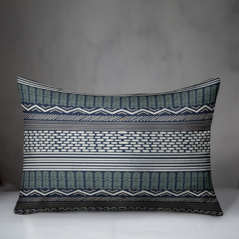 Outdoor Reversible Throw Pillow, White, Geometric 2