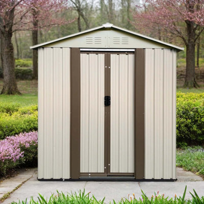 Abri de jardin extérieur 5 pi x 3 pi, toit Apex, rangement pour outils et équipement, blanc