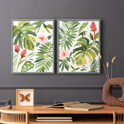 «Tropical Farrago I», reproduction encadrée de qualité supérieure - prête à être accrochée - aucun clou requis - aucun clou requis