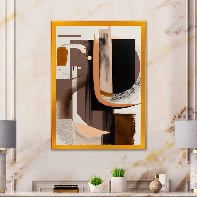 Aquarelle moderne - peinture sur toile, H 32 po x l 16 po x P 1 po, Encadrement doré