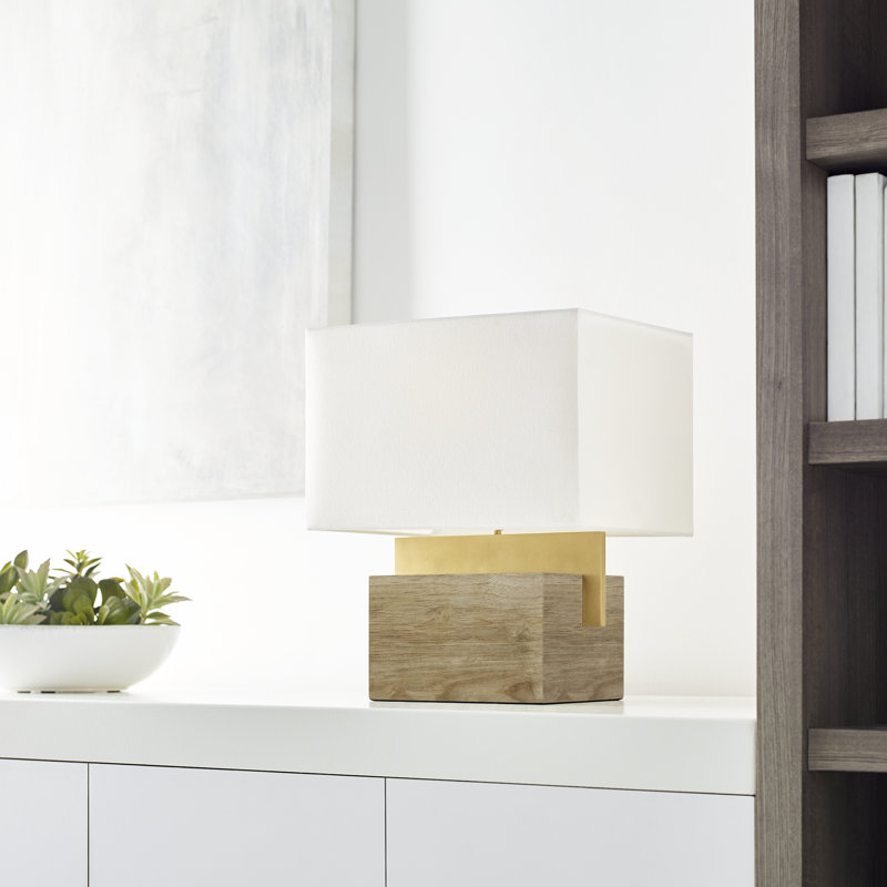 Slab Table Lamp, Natural Brass, 25.9" H x 17" W x 10.5" D