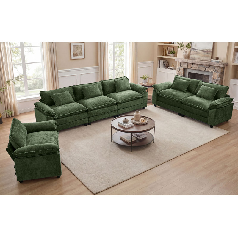Ensemble de canapé modulaire 3 pièces, canapé-lit à assise profonde avec canapé surdimensionné de 120 po, causeuse de 86 po et fauteuil de 53 po