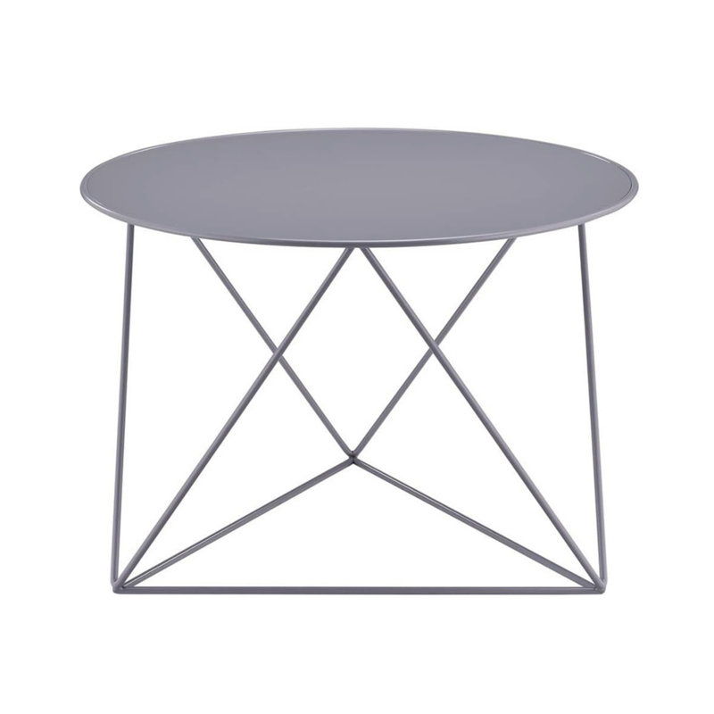Metal Round Top End Table In Grey Finish