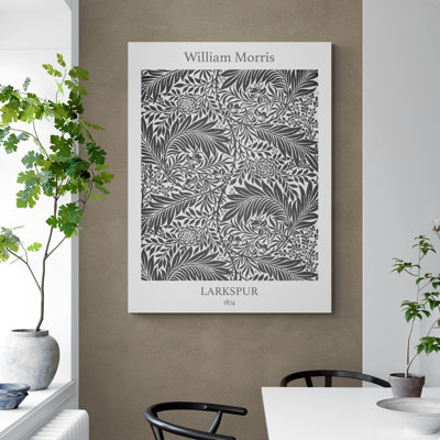 Larkspur Pattern by William Morris (1874) 1 Piece Wrapped Canvas and Closed Corner Frame Wall Art