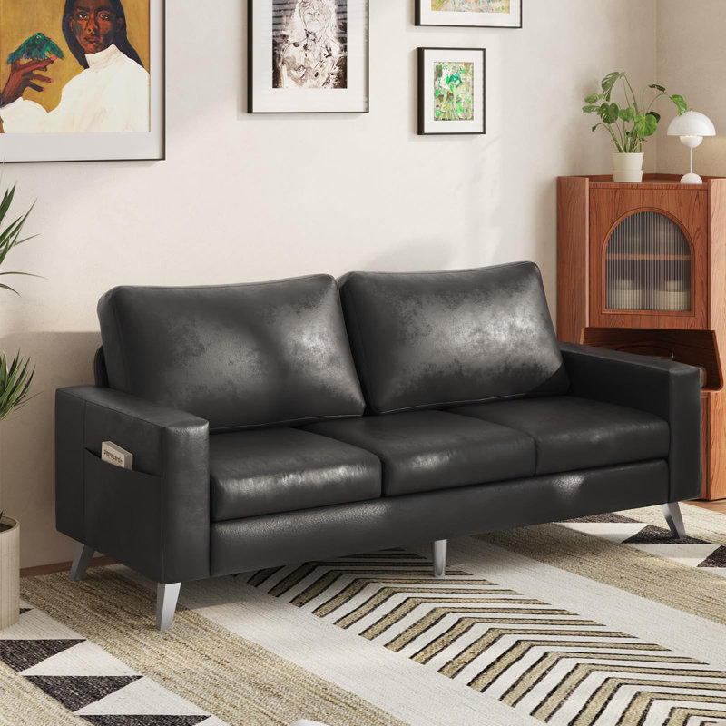 3 Seater Faux Leather Sofa
