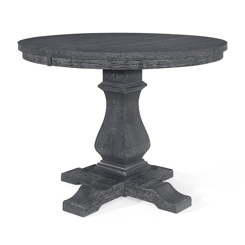 Toccata Extendable Round Solid Wood Base Dining Table, Grey
