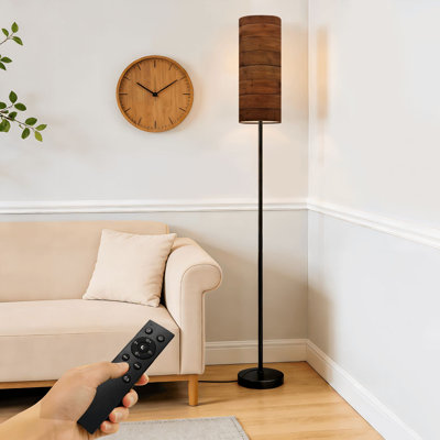 Floor Lamp  wood plank grain wooden desk table floor old striped timber board Dimmable Modern Standing Lamp with Remote Control Footswitch Bulb Lampshade Tall Pole Corner Lamp for Living Room Bedroom Office