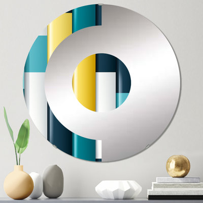 Green And Yellow Stripes Harmony - Half Circle Wall Mirror