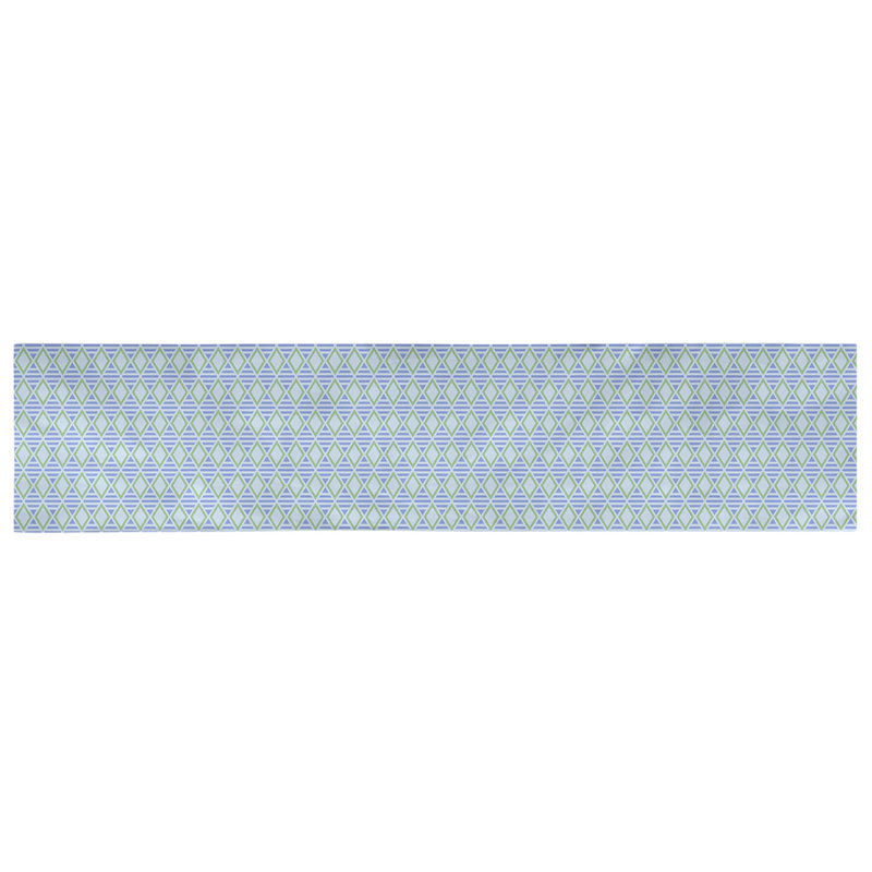 Chemin de table à carreaux géométriques Avicia, 73,5 po x 17,5 po, Polyester, Bleu et pastel
