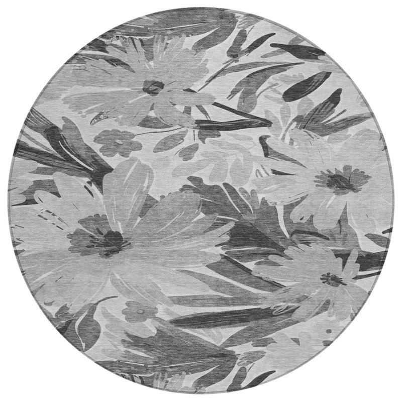 Tapis rond 8 po gris et gris anthracite