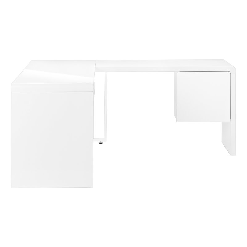 Computer Desk, Home Office, Corner, 72"L, L Shape, Work, Laptop, Laminate, Glossy White
